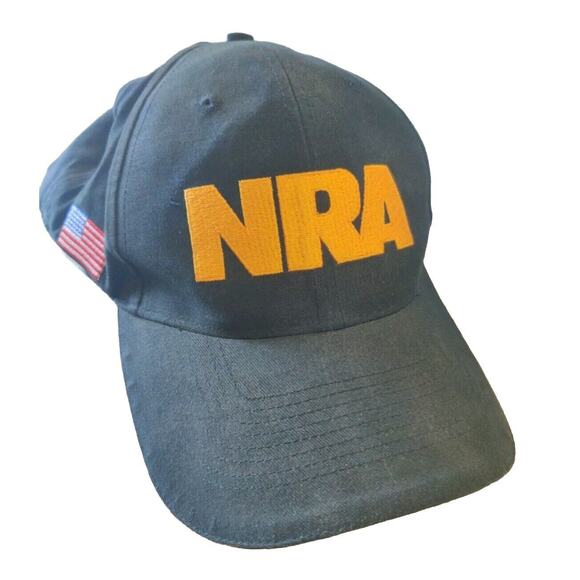 NRA Strap Back Hat Ball Cap Black Yellow Adjustable Adult One Size Fits All - Picture 1 of 5